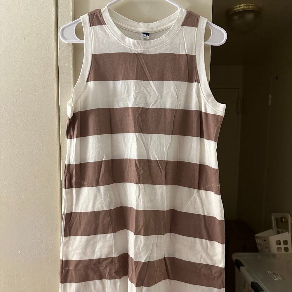 Old Navy Sleeveless Mini Shift Dress - Brown Stripe in M